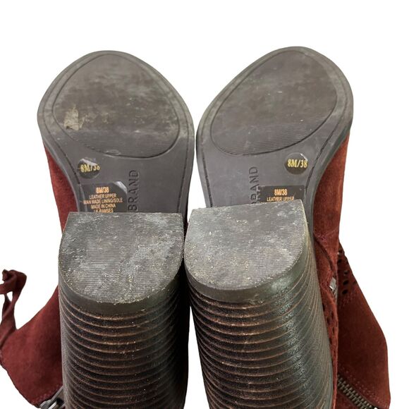 Lucky Brand Ramses Womens Suede Block Heel Ankle Perforated Booties Boots sz 8 - Picture 15 of 16